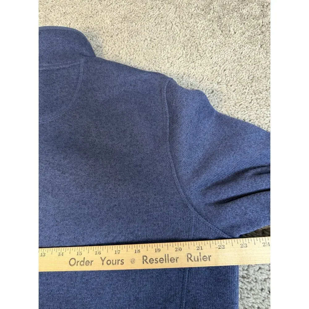 L.L. Bean Sweater Jacket Mens LT Slightly Fitted Blue Full Zip Mock Neck Fleece